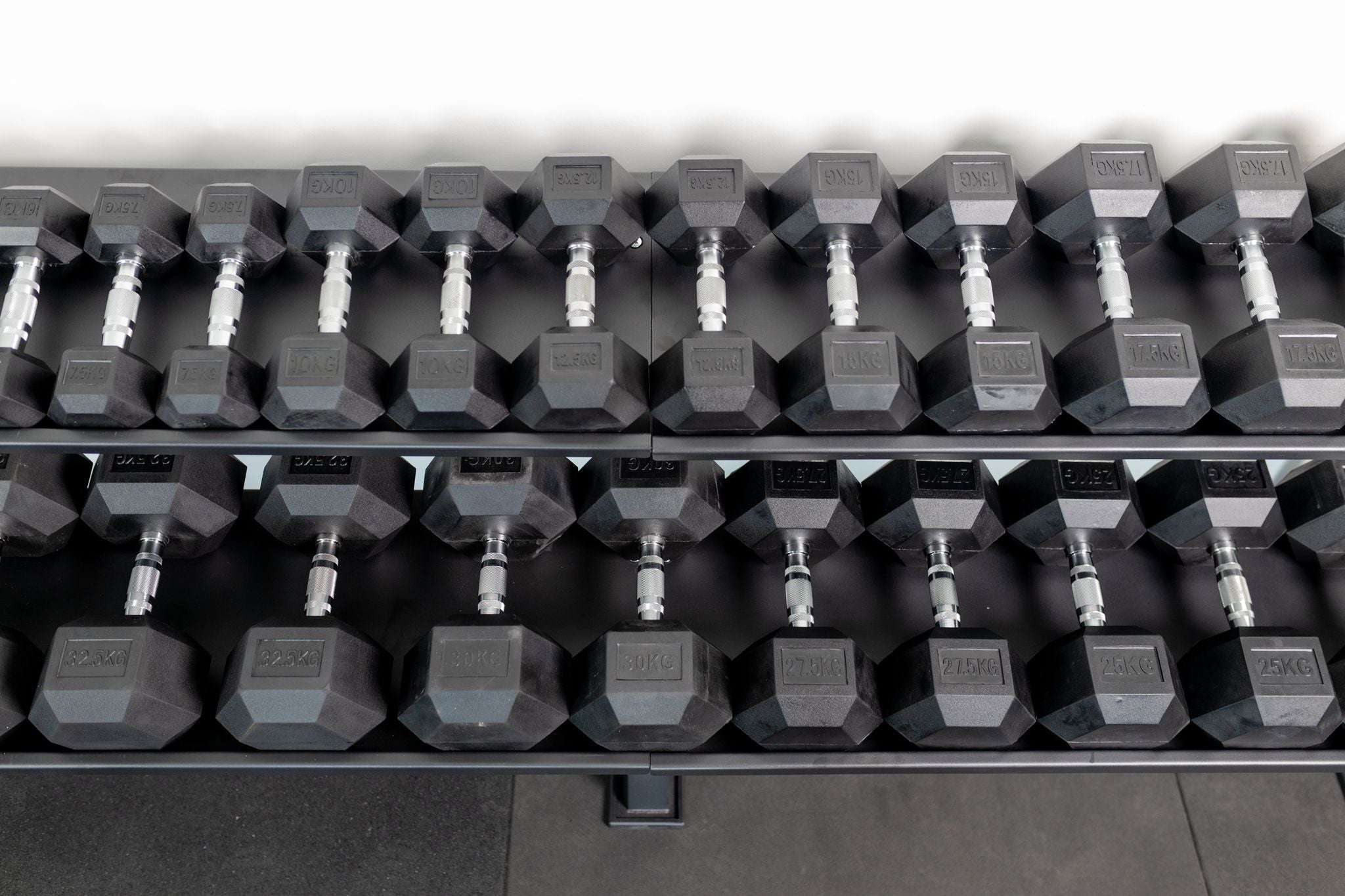 35KG HEX DUMBBELL - RUBBER COATED (Sold Individually) - Image 5
