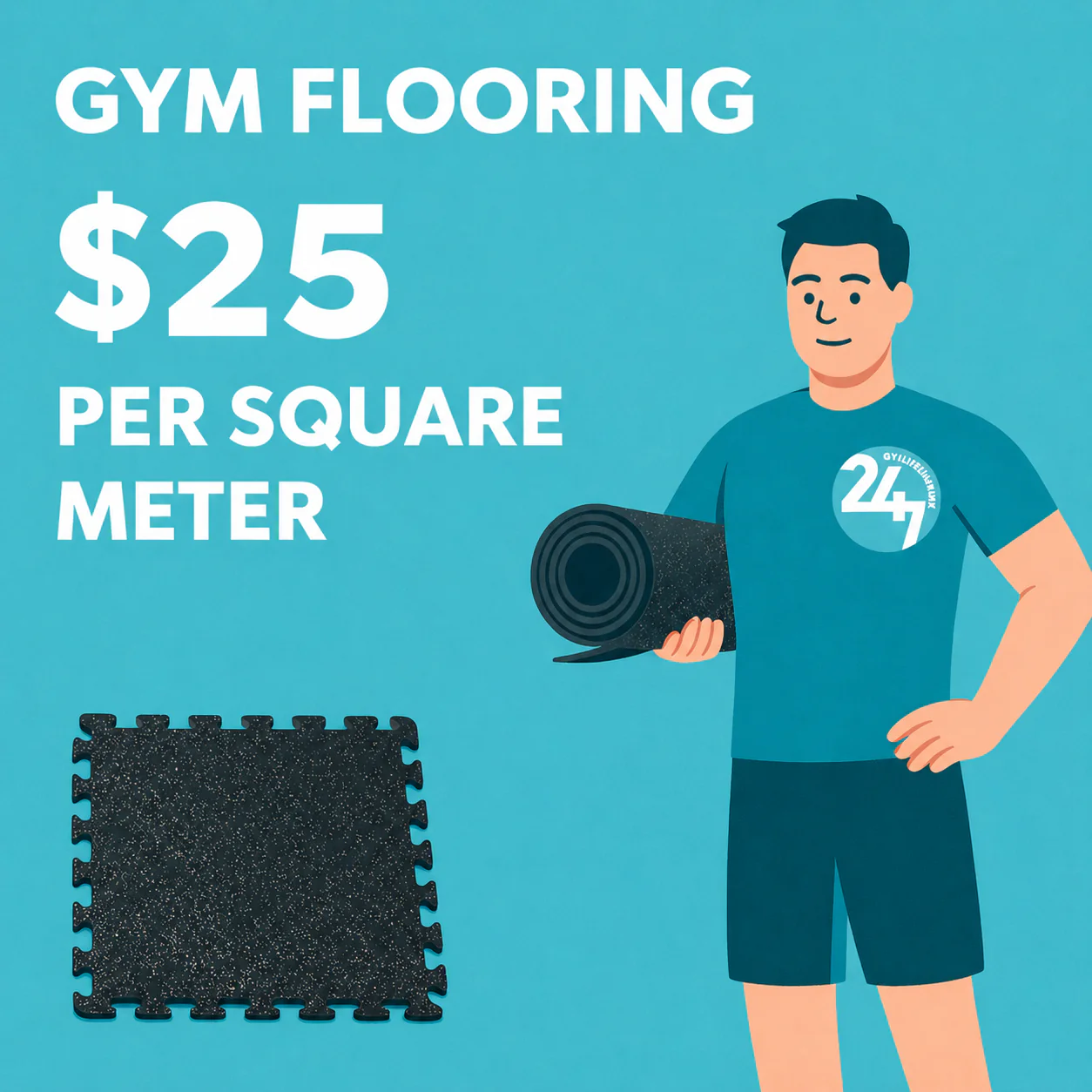 Rubber Gym Flooring Installation Service | Sydney Metro | $25/m² from 20m²